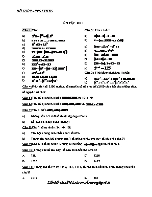 Đề cương ôn tập chương trình cả năm môn Toán Lớp 6 - Cô Thúy